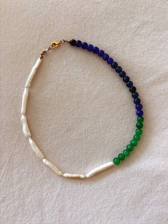 Two Sided Necklace (Chunky Beads and Freshwater Baroque Pearls) Necklace