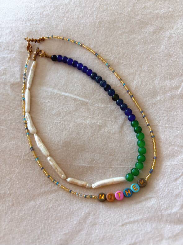 Two Sided Necklace (Chunky Beads and Freshwater Baroque Pearls) Necklace