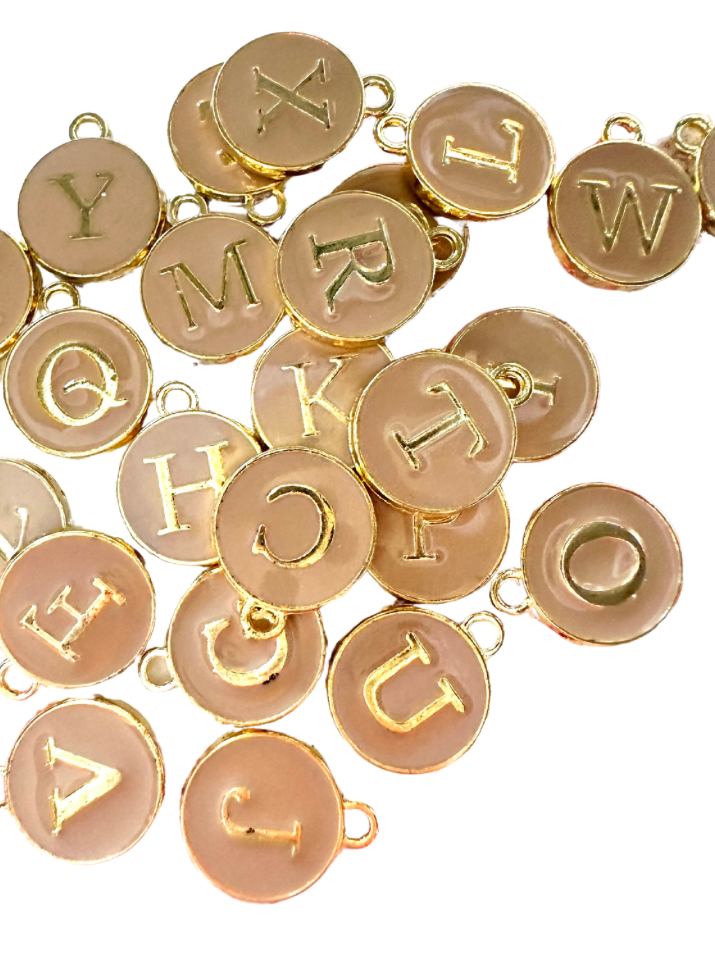Beige Circle Letter Charm