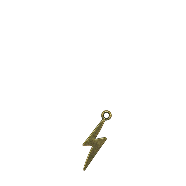 18K Gold Rhinestone Lightening Bolt Charm