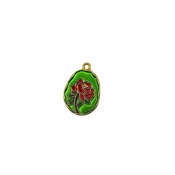 18k Green Flower Pendant Charm