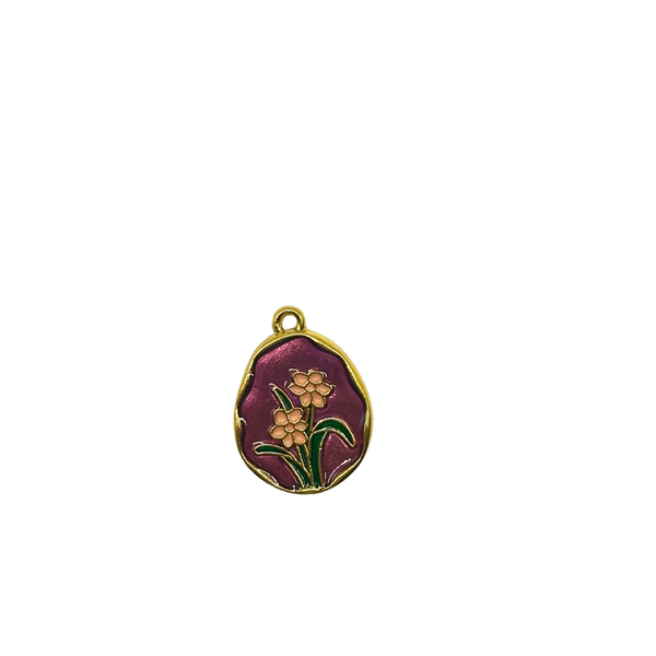 18k Purple Flower Pendant Charm