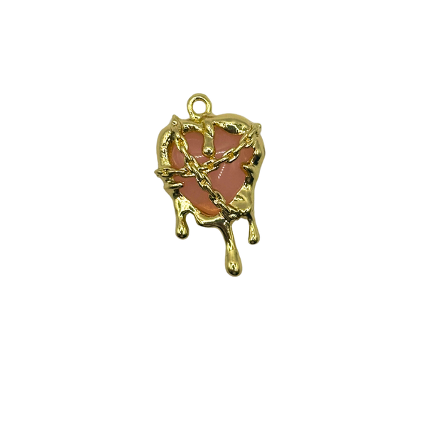 18k Melted Pink Heart Charm