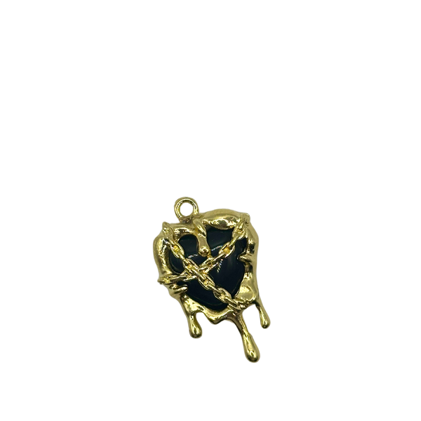 18k Melted Black Heart Charm