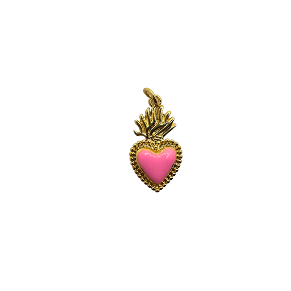 Flaming Pink Heart Charm