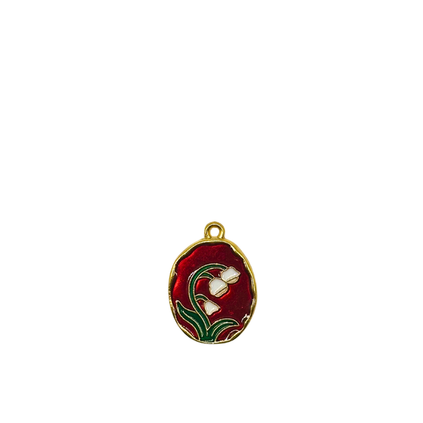 18k Red Flower Pendant Charm