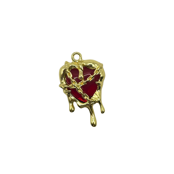 18k Melted Red Heart Charm