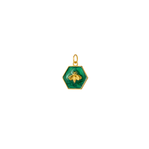 18k Gold Emerald Bee Charm