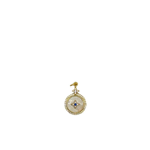 18k Gold and White Pendant Charm