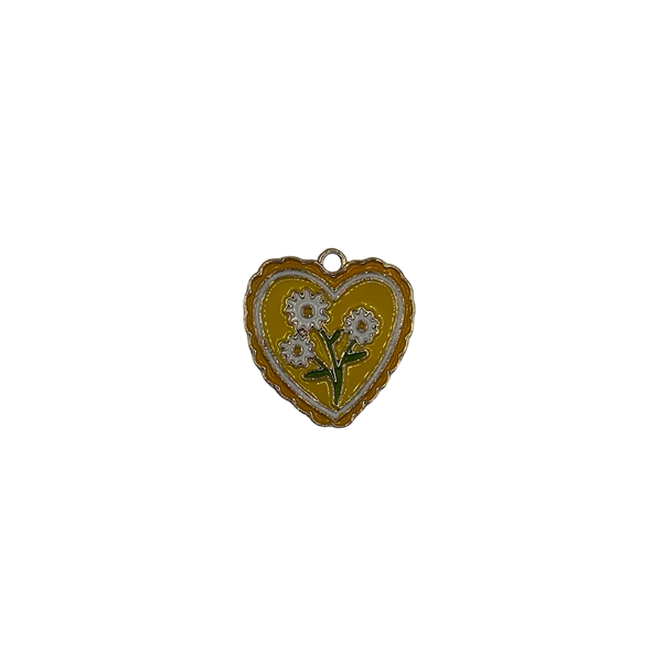 Yellow Spring Heart Charm