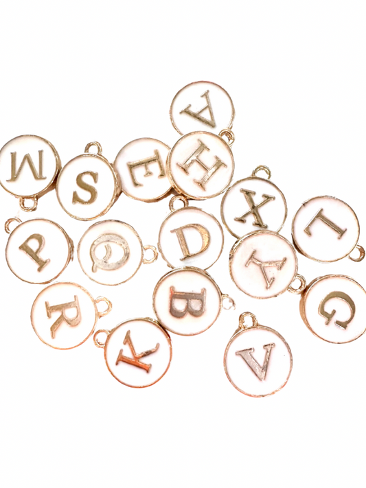 White Circle Letters Charm