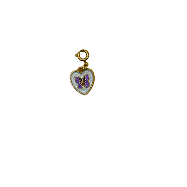 Purple Butterfly Heart Charm